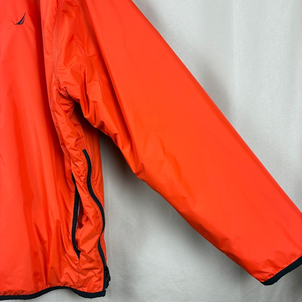 Nautica Mens‎ Windbreaker Pullover L Orange Nylon Quarter Zip Streetwear Y2K - Picture 6 of 11